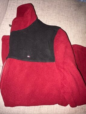 Tommy Hilfiger Red and Black Fleece Pullover